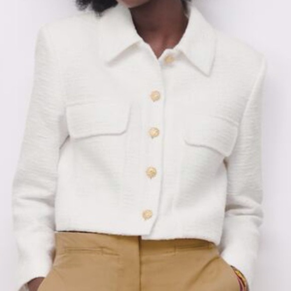 Zara White Blazer with Gold Buttons - Picture 1 of 5